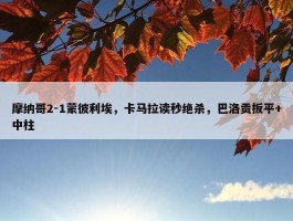 摩纳哥2-1蒙彼利埃，卡马拉读秒绝杀，巴洛贡扳平+中柱