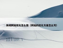 休闲网站优化怎么做（网站的优化方案怎么写）