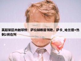 英超禁区内触球榜：萨拉赫断层领跑，萨卡_哈兰德+热刺2将在列