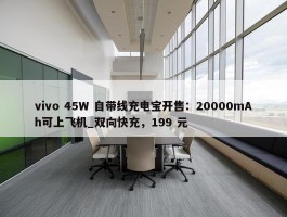 vivo 45W 自带线充电宝开售：20000mAh可上飞机_双向快充，199 元