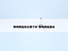 柳州网站优化哪个好 柳州网站建设