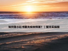 如何做小红书聚光投放预算？｜聚光实操版