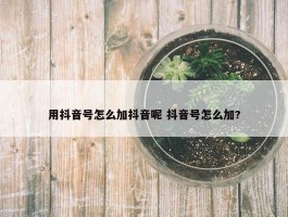 用抖音号怎么加抖音呢 抖音号怎么加?