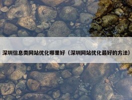 深圳信息类网站优化哪里好（深圳网站优化最好的方法）