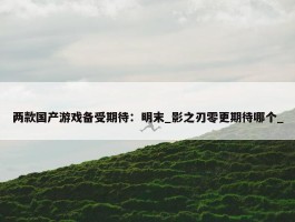 两款国产游戏备受期待：明末_影之刃零更期待哪个_