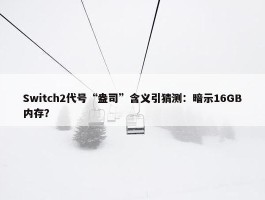 Switch2代号“盎司”含义引猜测：暗示16GB内存？