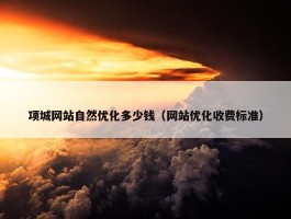 项城网站自然优化多少钱（网站优化收费标准）