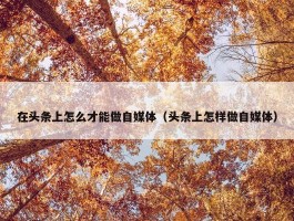 在头条上怎么才能做自媒体（头条上怎样做自媒体）