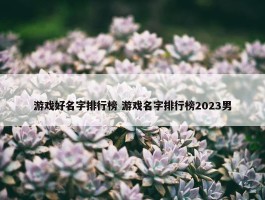 游戏好名字排行榜 游戏名字排行榜2023男