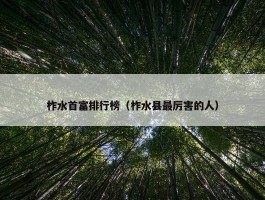 柞水首富排行榜（柞水县最厉害的人）