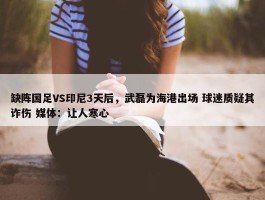 缺阵国足VS印尼3天后，武磊为海港出场 球迷质疑其诈伤 媒体：让人寒心