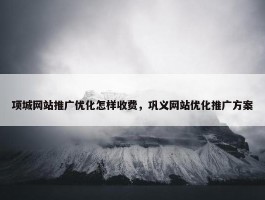 项城网站推广优化怎样收费，巩义网站优化推广方案