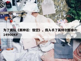 为了爽玩《黑神话：悟空》，我入手了英特尔酷睿i9-14900KF