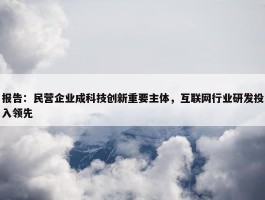 报告：民营企业成科技创新重要主体，互联网行业研发投入领先