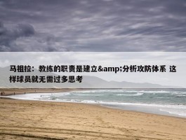 马祖拉：教练的职责是建立&分析攻防体系 这样球员就无需过多思考