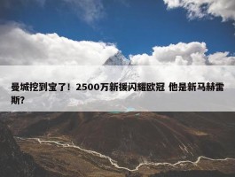 曼城挖到宝了！2500万新援闪耀欧冠 他是新马赫雷斯？