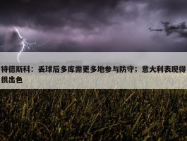 特德斯科：丢球后多库需更多地参与防守；意大利表现得很出色