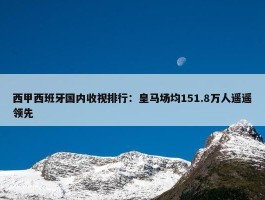 西甲西班牙国内收视排行：皇马场均151.8万人遥遥领先