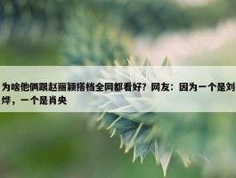 为啥他俩跟赵丽颖搭档全网都看好？网友：因为一个是刘烨，一个是肖央