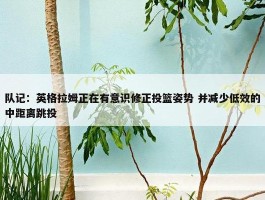 队记：英格拉姆正在有意识修正投篮姿势 并减少低效的中距离跳投