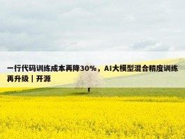 一行代码训练成本再降30%，AI大模型混合精度训练再升级｜开源