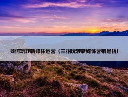 如何玩转新媒体运营（三招玩转新媒体营销是指）