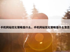 手机网站优化策略是什么，手机网站优化策略是什么意思