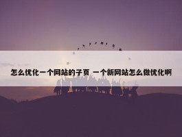 怎么优化一个网站的子页 一个新网站怎么做优化啊