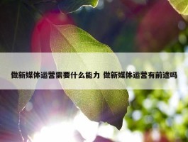 做新媒体运营需要什么能力 做新媒体运营有前途吗