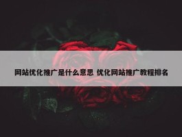 网站优化推广是什么意思 优化网站推广教程排名