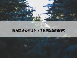 官方网站如何优化（优化网站如何管理）