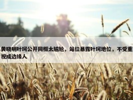 黄晓明叶珂公开同框太尴尬，站位暴露叶珂地位，不受重视成边缘人