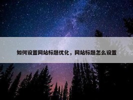 如何设置网站标题优化，网站标题怎么设置