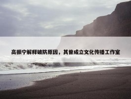 高振宁解释破防原因，其曾成立文化传播工作室