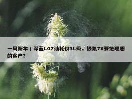 一周新车丨深蓝L07油耗仅3L级，极氪7X要抢理想的客户？