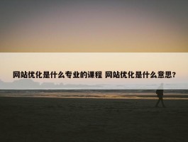 网站优化是什么专业的课程 网站优化是什么意思?