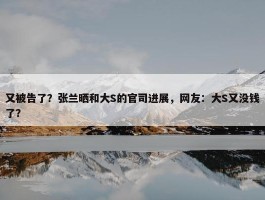 又被告了？张兰晒和大S的官司进展，网友：大S又没钱了？