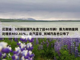 比亚迪：9月新能源汽车卖了超40万辆！赛力斯销量同比增长402.81%，北汽蓝谷_长城汽车也公布了