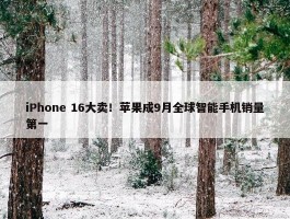 iPhone 16大卖！苹果成9月全球智能手机销量第一