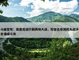 斗破苍穹：距离完结只剩两场大战，陀舍古帝洞府大战决定谁成斗帝