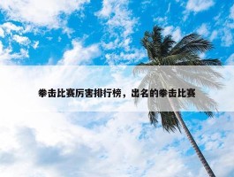 拳击比赛厉害排行榜，出名的拳击比赛