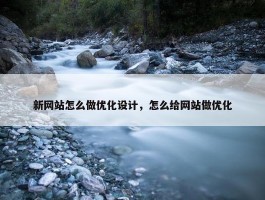 新网站怎么做优化设计，怎么给网站做优化