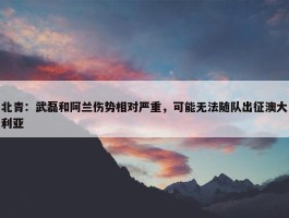 北青：武磊和阿兰伤势相对严重，可能无法随队出征澳大利亚