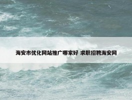 海安市优化网站推广哪家好 求职招聘海安网