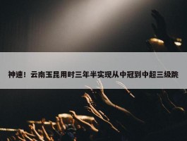 神速！云南玉昆用时三年半实现从中冠到中超三级跳