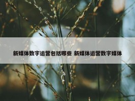 新媒体数字运营包括哪些 新媒体运营数字媒体