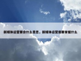 新媒体运营要会什么意思，新媒体运营需要掌握什么