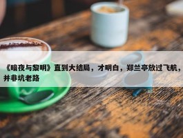 《暗夜与黎明》直到大结局，才明白，郑兰亭放过飞航，并非坑老路