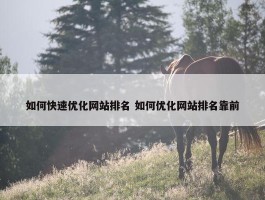 如何快速优化网站排名 如何优化网站排名靠前