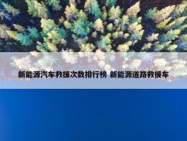 新能源汽车救援次数排行榜 新能源道路救援车